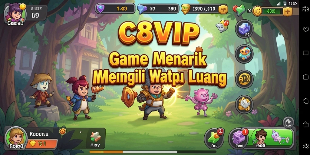 Tampilan gameplay C8VIP dengan karakter dan sumber daya yang berkembang.