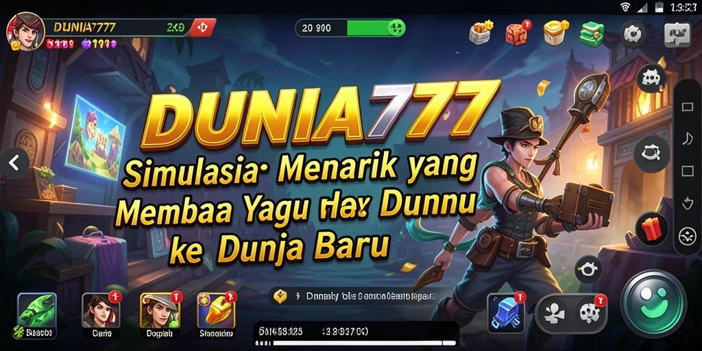 Screenshot utama DUNIA777 menampilkan gameplay simulasi yang menarik.