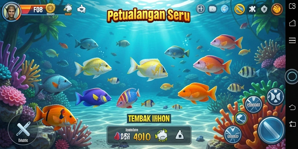 Tampilan gameplay seru dalam Tembak Ikan F08.