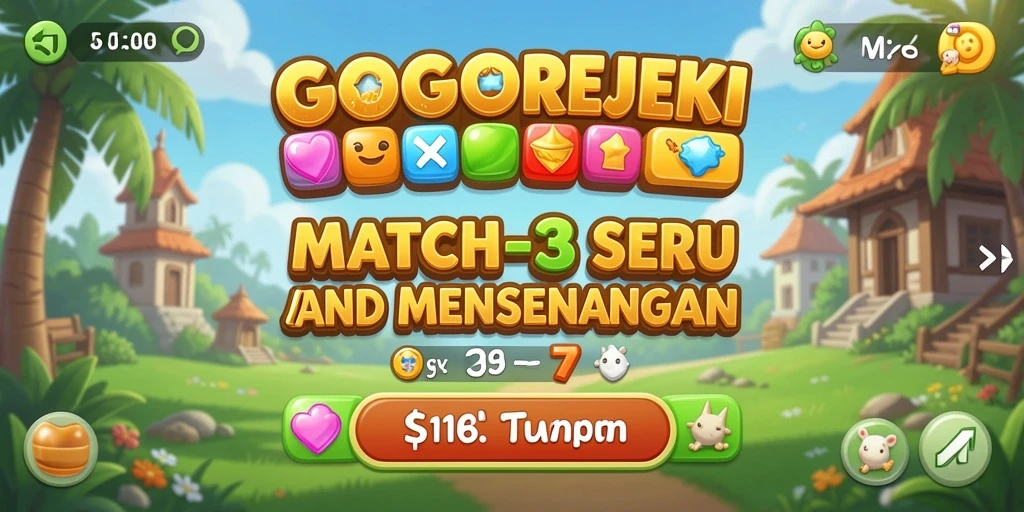 Tampilan gameplay GOGOREJEKI yang seru dalam mencocokkan elemen.