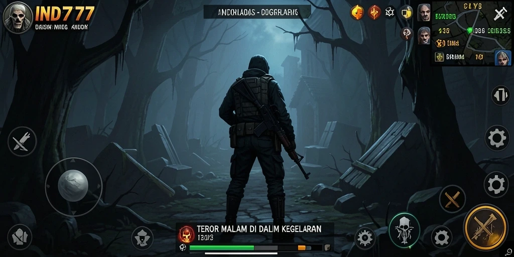 Screenshot menampilkan suasana gameplay menyeramkan di IND777.