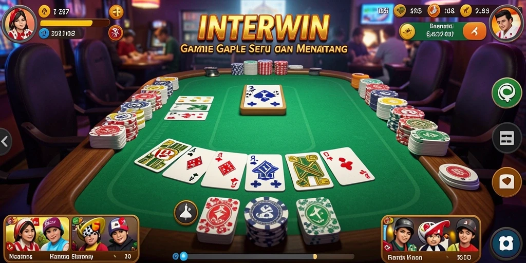 Screenshot gameplay INTERWIN menampilkan suasana seru permainan gaple.