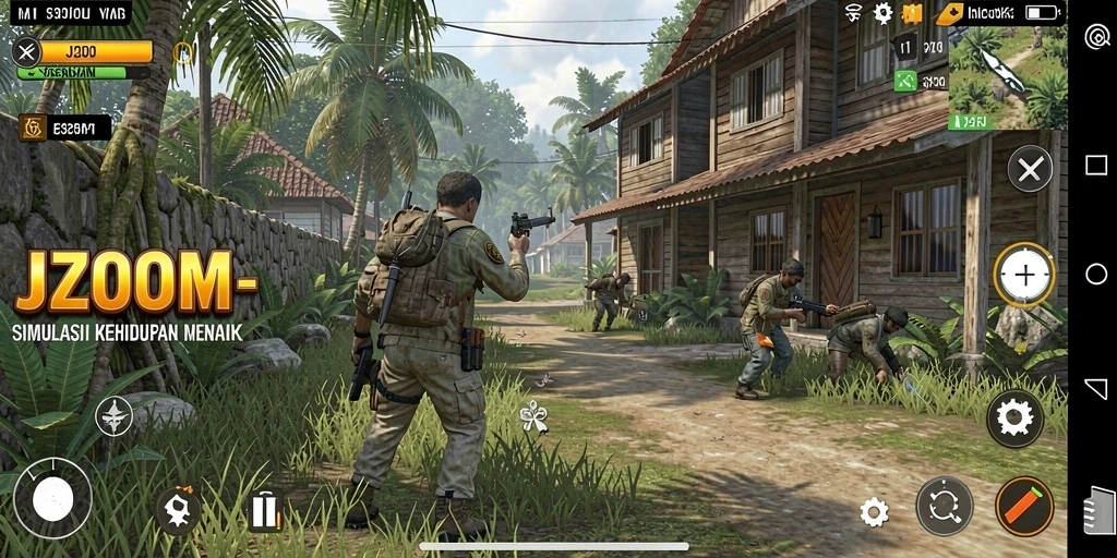 Tampilan gameplay J200M yang memukau dengan elemen simulasi kehidupan.