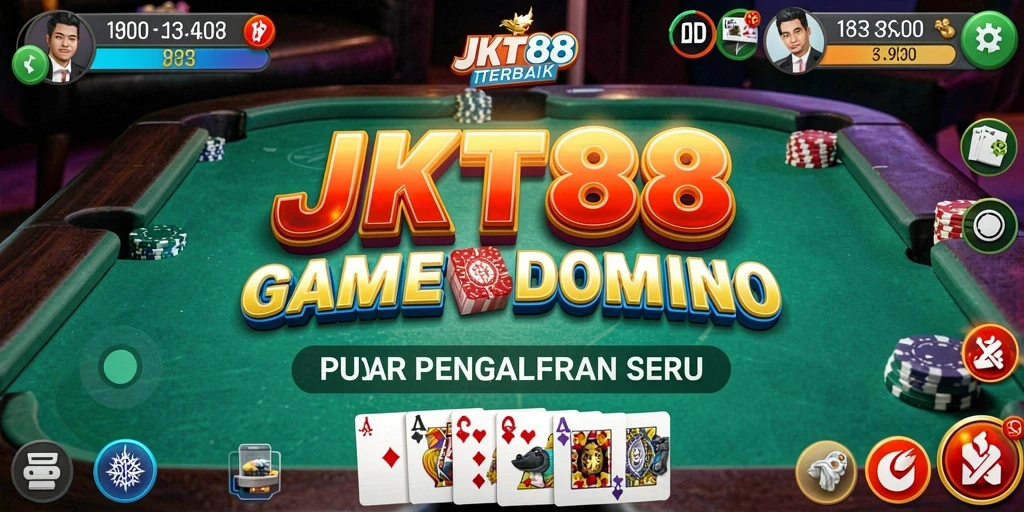 Screenshot JKT88 menampilkan gameplay Domino yang seru dan interaktif.