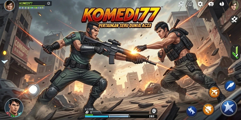 Gameplay seru dengan karakter lucu dalam KOMEDI77.