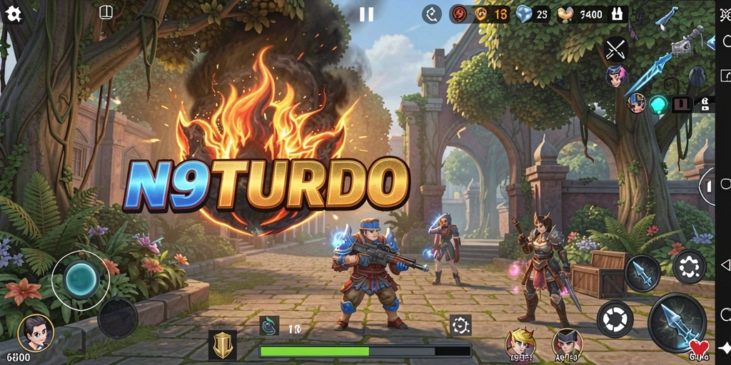 Tampilan screenshot N9TURBO menampilkan pertarungan yang mendebarkan dan grafis menakjubkan.