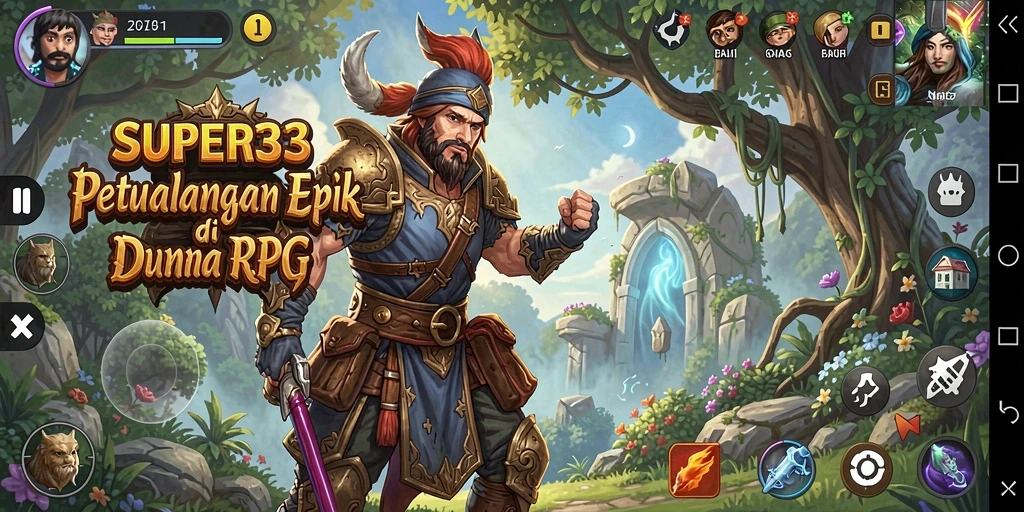 Tampilan gameplay SUPER33 yang menawan dan mendebarkan di dunia RPG.