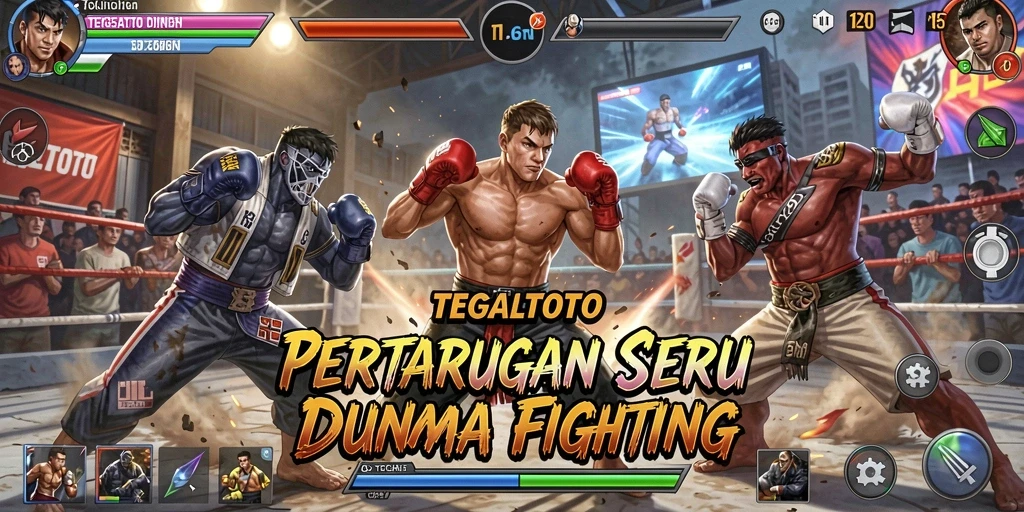 Screenshot TEGALTOTO menampilkan serunya pertarungan karakter dalam arena.